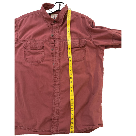 Red Head Shirt Mens Large Rust Red Button Up Long Sleeve Two Chest Pockets Field - Picture 8 of 8